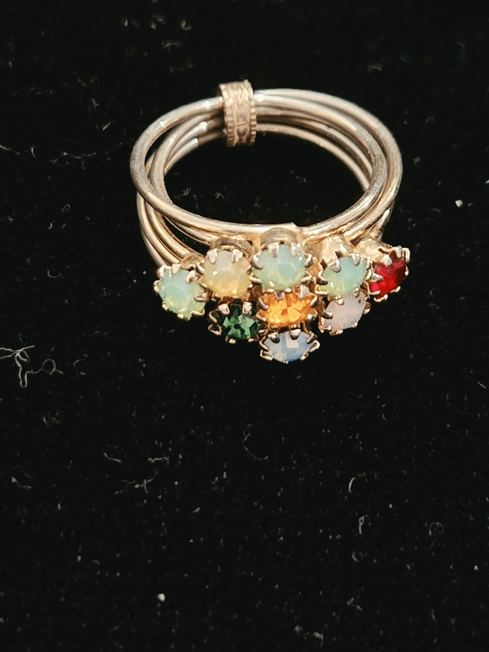 Multi-Color Crystal Stackable Rings - Women Jewelry Sz 7